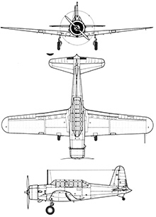 Plan 3 vues du Vultee BT-13 / SNV Valiant