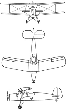 Plan 3 vues du Bücker Bu 131 Jungmann