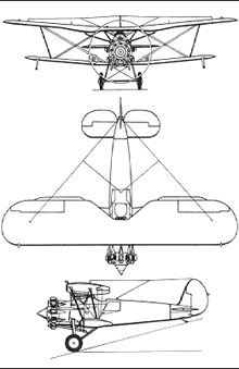 Plan 3 vues du Bristol  Bulldog