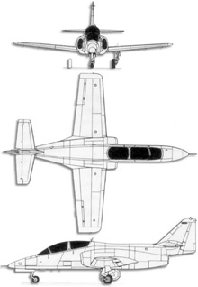 Plan 3 vues du CASA C-101 Aviojet 'Mirlo'