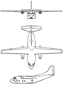 Plan 3 vues du Fairchild C-123 Provider