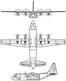 Plan 3 vues du Lockheed C-130 Hercules