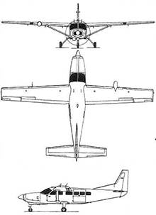 Plan 3 vues du Cessna C-208 / AC-208 Caravan