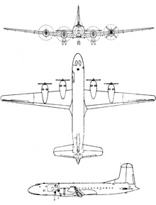 Plan 3 vues du Douglas C-74 Globemaster 