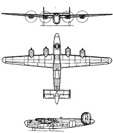 Plan 3 vues du Consolidated C-87/C-109 Liberator Express