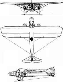 Plan 3 vues du Caproni Ca.133