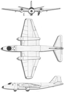 Plan 3 vues du English Electric  Canberra