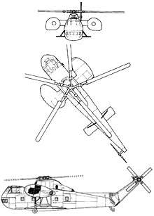 Plan 3 vues du Sikorsky CH-37 Mojave