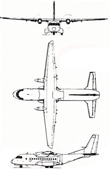 Plan 3 vues du CASA CN-235