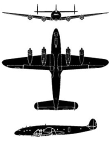 Plan 3 vues du Lockheed C-69/C-121 Constellation