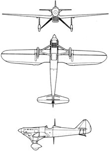 Plan 3 vues du Dewoitine D.500/510