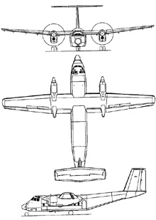 Plan 3 vues du De Havilland Canada DHC-5 Buffalo