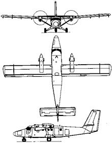 Plan 3 vues du De Havilland Canada DHC-6 Twin Otter