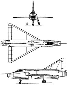 Plan 3 vues du Sud-Est SE.212 Durandal