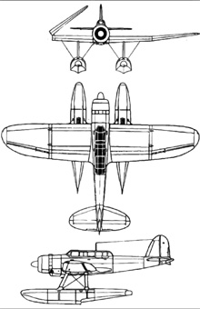 Plan 3 vues du Aichi E13A  'Jake'