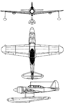 Plan 3 vues du Kawanishi E15K Shiun 'Norm'