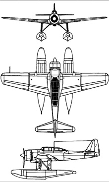 Plan 3 vues du Aichi E16A Zuiun ‘Paul’