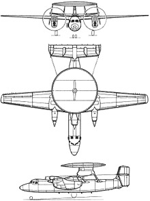 Plan 3 vues du Grumman E-2 Hawkeye