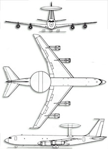 Plan 3 vues du Boeing E-3 Sentry