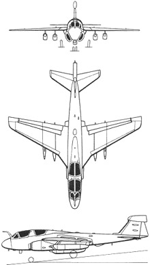 Plan 3 vues du Grumman EA-6 Prowler