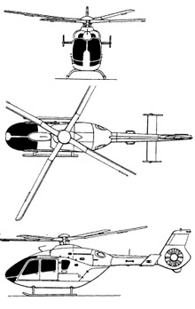 Plan 3 vues du Eurocopter EC-135/EC-635