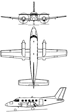 Plan 3 vues du Embraer  EMB 110/C-95 Bandeirante