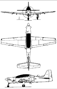 Plan 3 vues du Embraer  EMB 312 Tucano