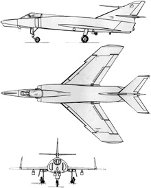 Plan 3 vues du Dassault  Étendard IV