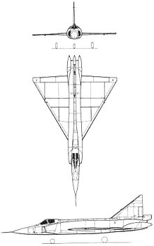 Plan 3 vues du Convair F-102 Delta Dagger