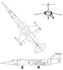 Plan 3 vues du Lockheed F-104 Starfighter