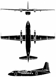 Plan 3 vues du Fokker F27 Troopship