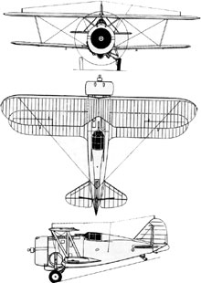 Plan 3 vues du Grumman F3F