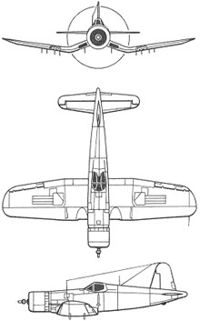 Plan 3 vues du Vought F4U Corsair