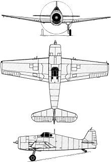 Plan 3 vues du Grumman F6F Hellcat
