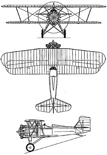 Plan 3 vues du Curtiss F7C Seahawk