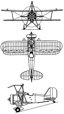 Plan 3 vues du Curtiss F9C Sparrowhawk