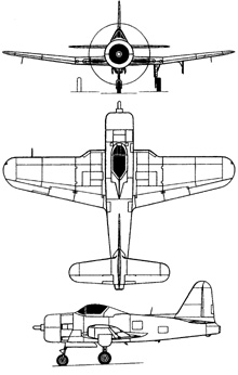 Plan 3 vues du Ryan FR-1 Fireball