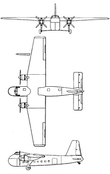 Plan 3 vues du Bristol  Freighter