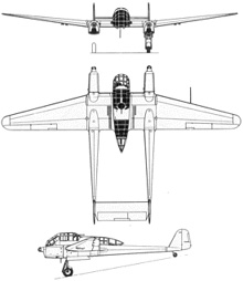 Plan 3 vues du Focke-Wulf Fw 189 Uhu