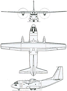 Plan 3 vues du Aeritalia G.222