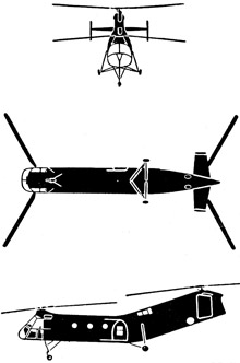 Plan 3 vues du Piasecki H-21 Shawnee/Workhorse