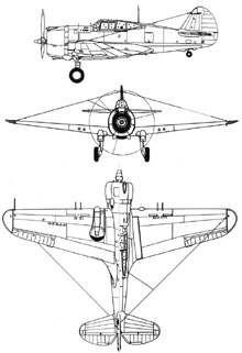 Plan 3 vues du Curtiss H.75 Hawk