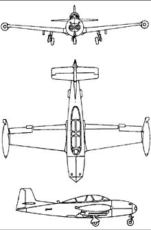 Plan 3 vues du Hispano HA-200 Saeta