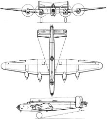 Plan 3 vues du Handley Page HP.57 Halifax