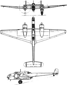 Plan 3 vues du Handley Page HP.52 Hampden