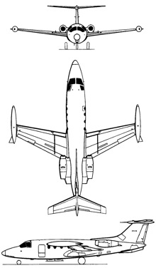 Plan 3 vues du MBB HFB-320 Hansa Jet