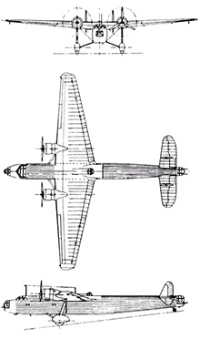 Plan 3 vues du Handley Page HP.54 Harrow 