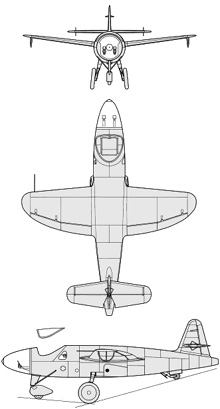 Plan 3 vues du Heinkel He 176