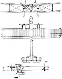 Plan 3 vues du Handley Page HP.50 Heyford