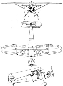 Plan 3 vues du Henschel Hs 126